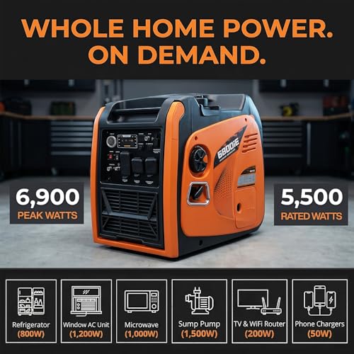 Image of LIFAN LF6800iE 6900W Peak Gas Inverter Generator, Remote Start, 120V /240V 23A Twist Lock Outlet, CO Sensor, 312cc Engine for Home Backup & RV, EPA Certified (Non-CARB /Not for Sale in CA)