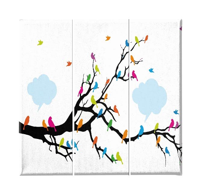 Tableau bird en polyester et bois œuvre triptyque haut de gamme