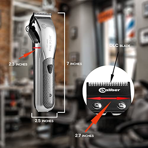 Caliber .50 Cal Mag Professional High Speed Magnetic Motor Cordless Clipper, Dlc Blade, 5-6 Hours Running Time - Bundled With Caliber No Slip Clipper Grips #TOP4