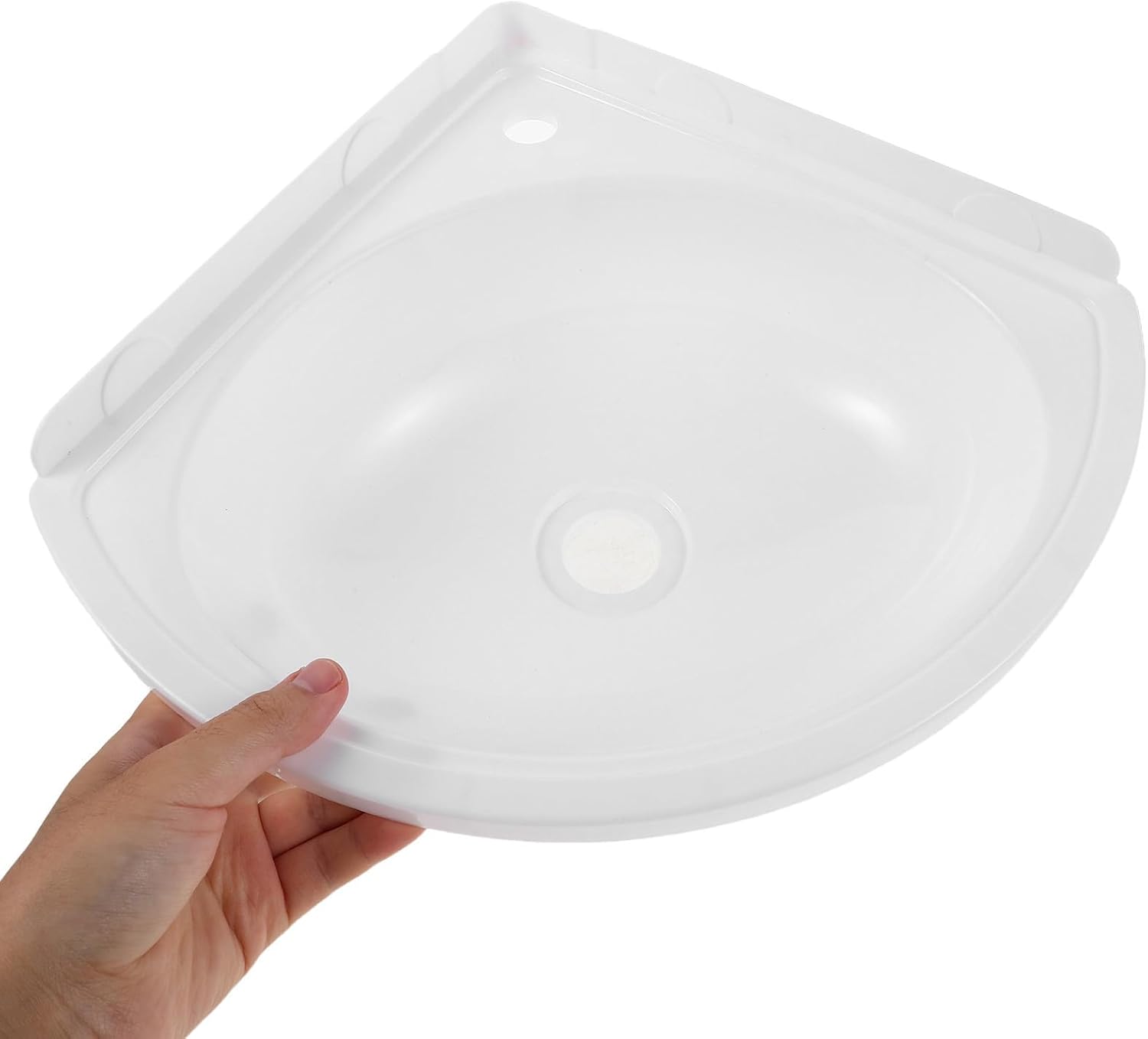 2pcs Mini Bathroom Sink Corner Basin, Triangle Shaped Plastic Wall-mounted Design Bracket, Lightweight Small Corner Sink for Camper Rv, Dorm, Garage, and Mini Homes