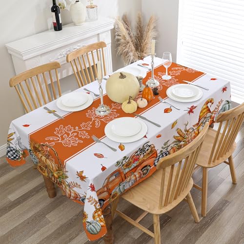 Cusugbaso Fall Tablecloth 60X104 Inches Rectangle - Fall Decorations For Home - Orange Pumpkins Table Cloth Pumpkins Fall Decor For Home thumb #2