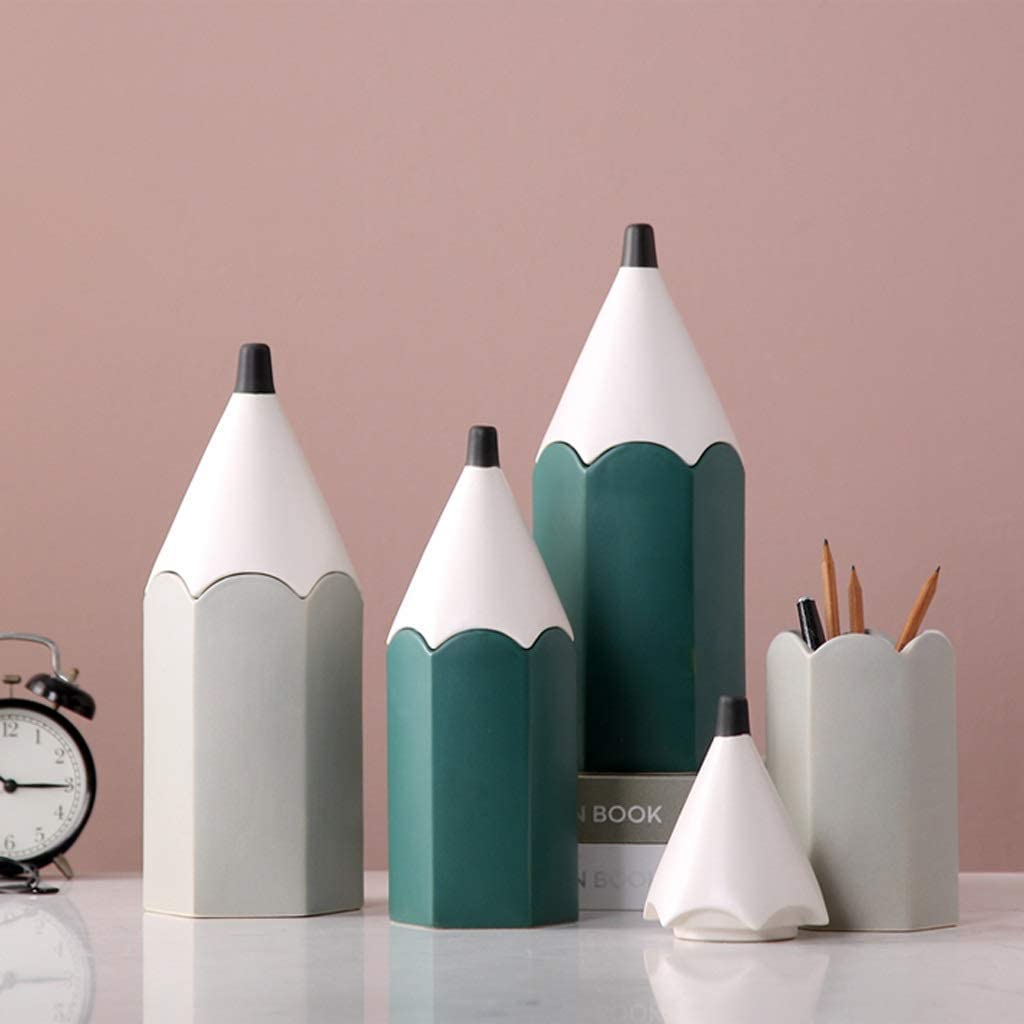 Portapenne da scrivania Portapenne Creativo in Ceramica, portapenne Durevole Multifunzione, portapennelli per Trucco di Grande capacità, cancelleria per Ornamenti da scr