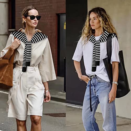 Image of WaJuemy Sweater Shawl Wraps for Women Sweater Knitted Knotted Shawls Travel Casual Scarf Cape Shoulder Tops Fashion Wrap