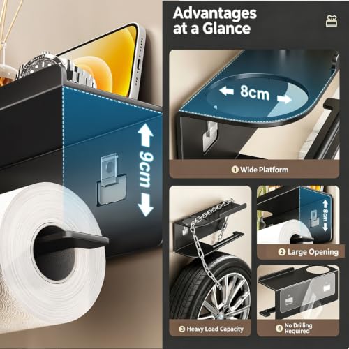 Mounted Toilet Paper Holder with Shelf for Bathroom (Gery) by YIQFOCA - Used condition - Image 5