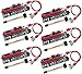 PCIE Riser 1X TO 16X Graphics Extension for GPU Mining Powered Riser Adapter Card, 60cm USB 3.0 Cable, 4 Solid Capacitors, Two 6PIN and Molex 3 Power Options (VER 009S, 6-Pack)