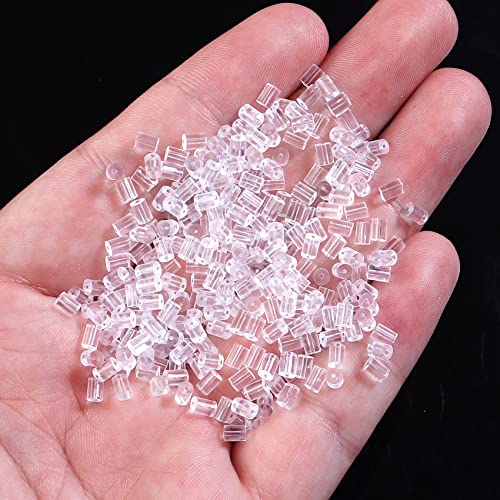 Forise 500Pcs Clear Silicone Earring Backs 3mm Hypoallergenic Rubber Column Earring Backs for Studs Earring Hooks Stoppers