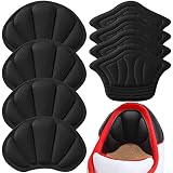 Adhesive Back of Heel Cushion Pads, Heel Grips Inserts for Women Men,Reusable Heel Guards Liners for Too Big Loose Boots, Improve Shoe Fit, 4pcs-Black+4pcs-Black