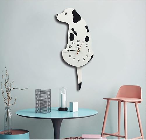 Miniatura 7 de Reloj de pared Novelty Dog Wall Clock Acrylic Cute Cartoon Tail Wagging Labrador DogDalmatian Pattern Wall Clock WPendulum for Living Room Office