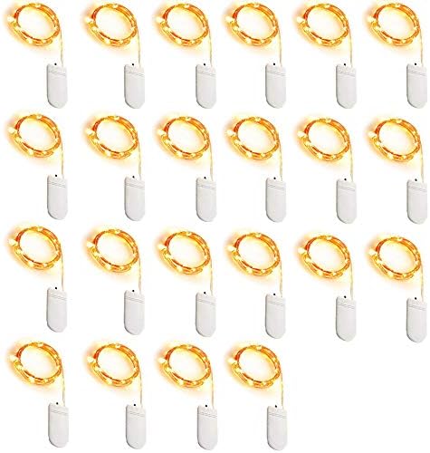 22 Pack LED Fairy Lights, 1M 10 LED Battery Operated String Lights Copper Wire Light for Home Garden Christmas Wedding Party Halloween Concerts Bars Clubs Hotels Indoor Outdoor Decoration (Warm White)