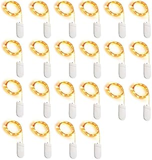 22 Pack LED Fairy Lights, 1M 10 LED Battery Operated String Lights Copper Wire Light for Home Garden Christmas Wedding Party Halloween Concerts Bars Clubs Hotels Indoor Outdoor Decoration (Warm White)