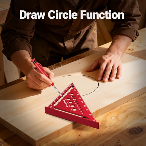 Zimmermannswinkel Set, Preciva Metrisches Streichmaß und Dreiecke Zimmermannswinkel-Set, mit Baubleistift, Kombinationswinkel Lineal aus Aluminiumlegierung für DIY, Holzarbeiten, Heimarbeit