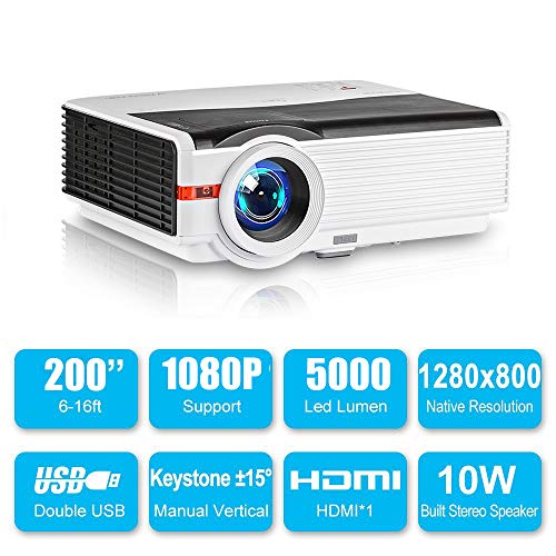 Video Projectors 5000 Lumen Home Entertainment Movies Gaming LCD Multimedia Projector HD 1080P
