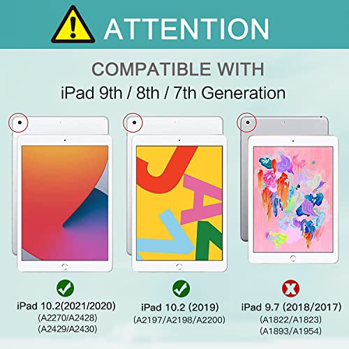 ZoneFoker Case for iPad 9th/ 8th/ 7th Generation, iPad 10.2 inch Case 2021/2020/ 2019, 360 Degree Rotating Stand - Image 2