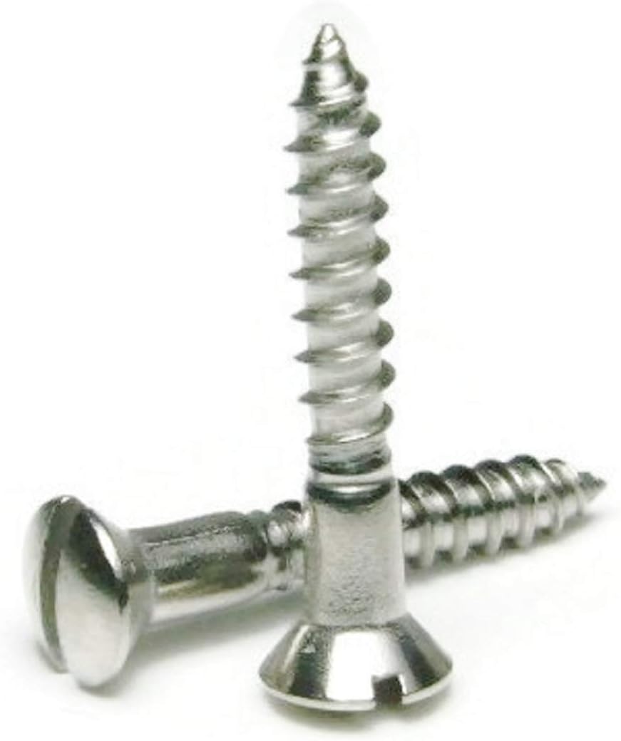 #10-13 Wood Screws - Slotted Oval Head Wood Screws - Stainless Steel #10-13 x 1-1/4" Qty 100