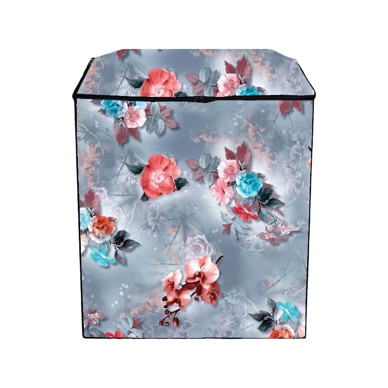 Image of PVC Printed Semi Automatic Washing Machine Cover Compatible For Samsung, Lg, Whirlpool 6Kg, 6.2Kg, 6.5Kg, 7Kg, 7.2Kg, 7.5Kg, 8kg, 8.5kg | Waterproof & Dustproof Cover, Grey.
