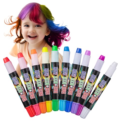 Zonoori 10 lápices de tinte para el pelo, tizas para niños, lavables temporales