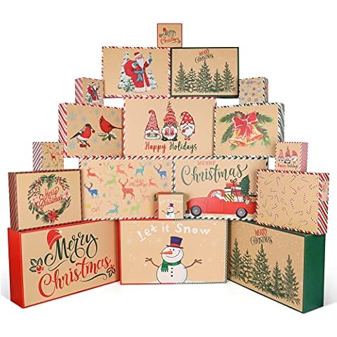 Giiffu Christmas Wrapping Box Set with Lids Cover