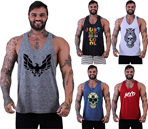 Kit 5 Regatas Cavada Masculina MXD Conceito Academia Musculação Treino Gym (GG, Opção 02)