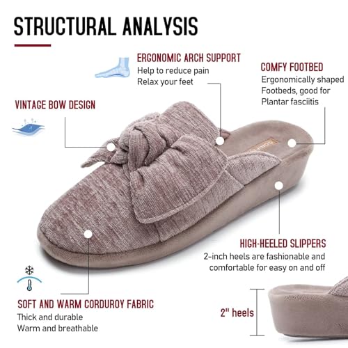 Wedge Style Slippers for Women Elegant House Shoes with Bow Indoor Outdoor Slides2