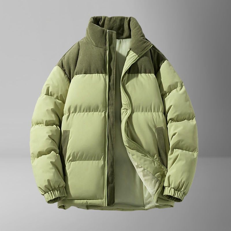 Chaqueta acolchada de invierno para hombre y mujer con patchwork de pana 6