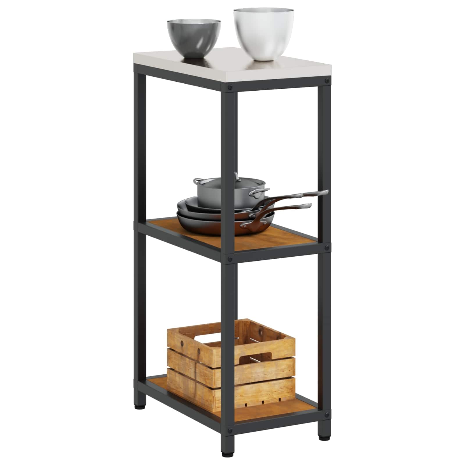 HATTEM - Scaffale da cucina in acciaio arrugginito, 30 x 50 x 92 cm, scaffali robusti, multiuso per esterni, moderno e portaoggetti