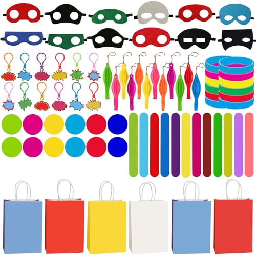SSZS 134 Packs Party Favors Birthday Party Supplies with Mask,Gift Bags,Punch Balloons,Slap Bracelets,Fun Stickers,Keychain,Pins Goodie Bag Stuffer Boy Girl Toy Carnival Prize