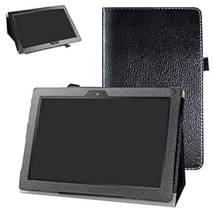 Image of Digiland DL1023 10.1 Tablet Case,Digiland DL1016 10.1 Tablet Case,Bige PU Leather Folio 2-Folding Stand Cover for 10.1" Digiland DL1016 /DL1018A /DL1023 Tablet,Black