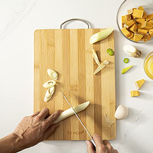 Bamboo Cutting Board, Tj Pop Kitchen Bamboo Chopping Board With Hardware Handle For Meat,Cheese,Fruit & Vegetables,Heavy Duty Serving Board,13" X 9.5" #TOP1