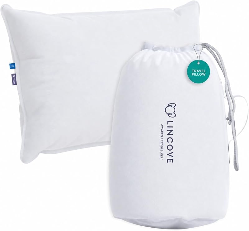 Canadian Down Feather Travel Pillow - Luxury Pillows to Support Head, Neck, While Sleeping on Airplanes, Cars, Hotels & Home - Comfortable Vacation Sleeping Essential, 13"x18"