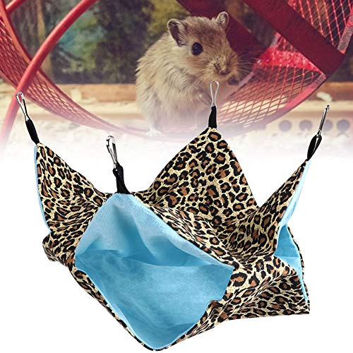 Dubbellaagse can cavia hangmat, hangmatten voor kleine huisdieren hangbed slaapzak voor hamster, cavia, chinchilla, fret, papegaai(Luipaard) - Image 7
