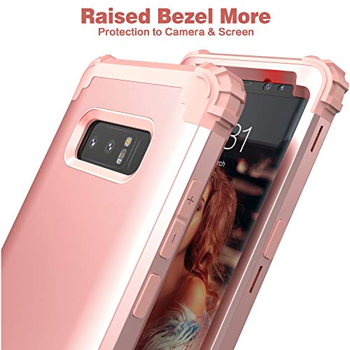Idweel Galaxy Note 8 Case, Note 8 Case Rose Gold For Women, 3 In 1 Shockproof Slim Hybrid Heavy Duty Protection Hard Pc Cover Soft Silicone Rugged Bumper Full Body Case For Galaxy Note 8 (Rose Gold) #TOP4