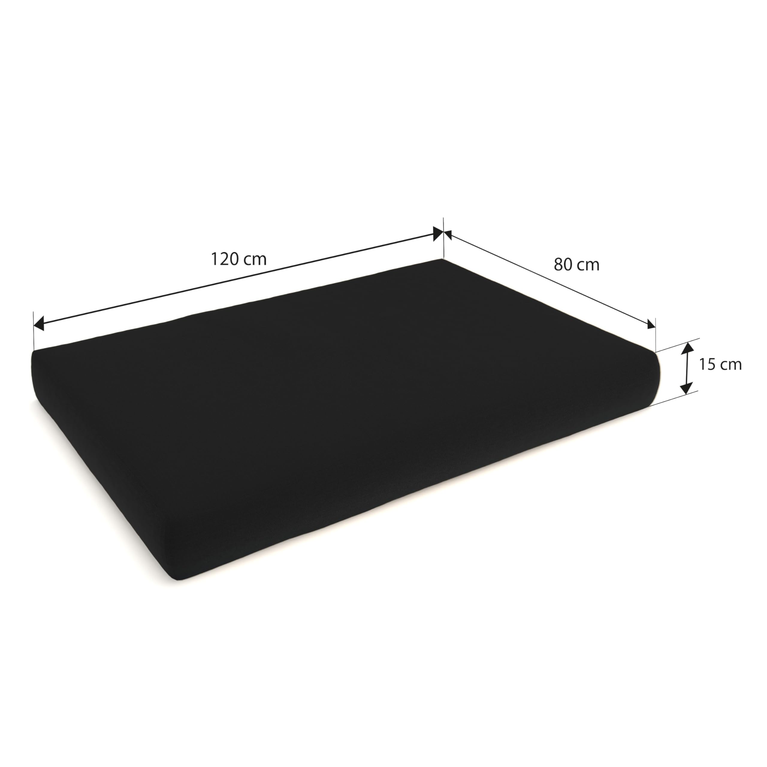 POKAR 2 Cojines para Europalés/Europalet Resistente al Agua: 1x Cojín-Asiento 120x80x12cm +1x Cojín-Respaldo 120x40x12cm, Espuma Fría, para Sofá de Paletas, sin Palés, Negro
