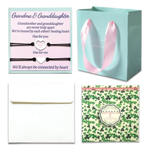 Granddaughter Gifts from Grandma Nana Gift for Granny Granddaughter Matching Bracelets 2 Granddaughters String Bracelet from Grandmother Mimi Gifts Mothers Day Gifts Jewelry for Women Birthday Gift Set of 2 3 PCS4