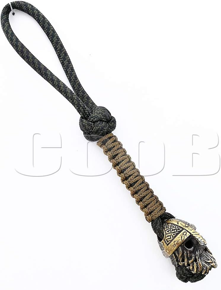 CooB EDC Paracord Knife Lanyard with Metal HandCasted Paracord Bead Pendant Celtic Viking Skull. Keychain Lanyards for Knives