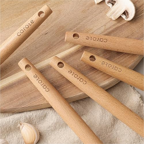 CAROTE Silicone Cooking Utensils Set, Kitchen Utensils Set 16 Pcs for Cooking,BPA Free Spatula Set,446 ℉ Heat Resistant Wood Handles for Nonstick Cookware (Cream White) by CAROTE - Image 7