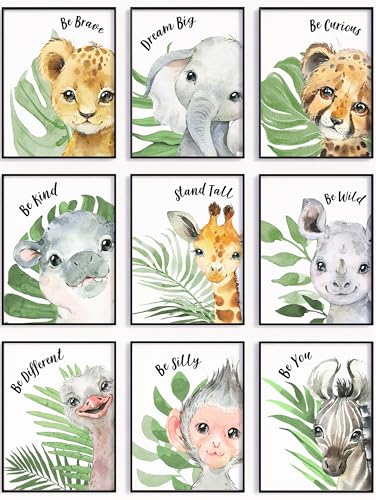 Baby Safari Animals Wall Art Prints - Nursery Decor -