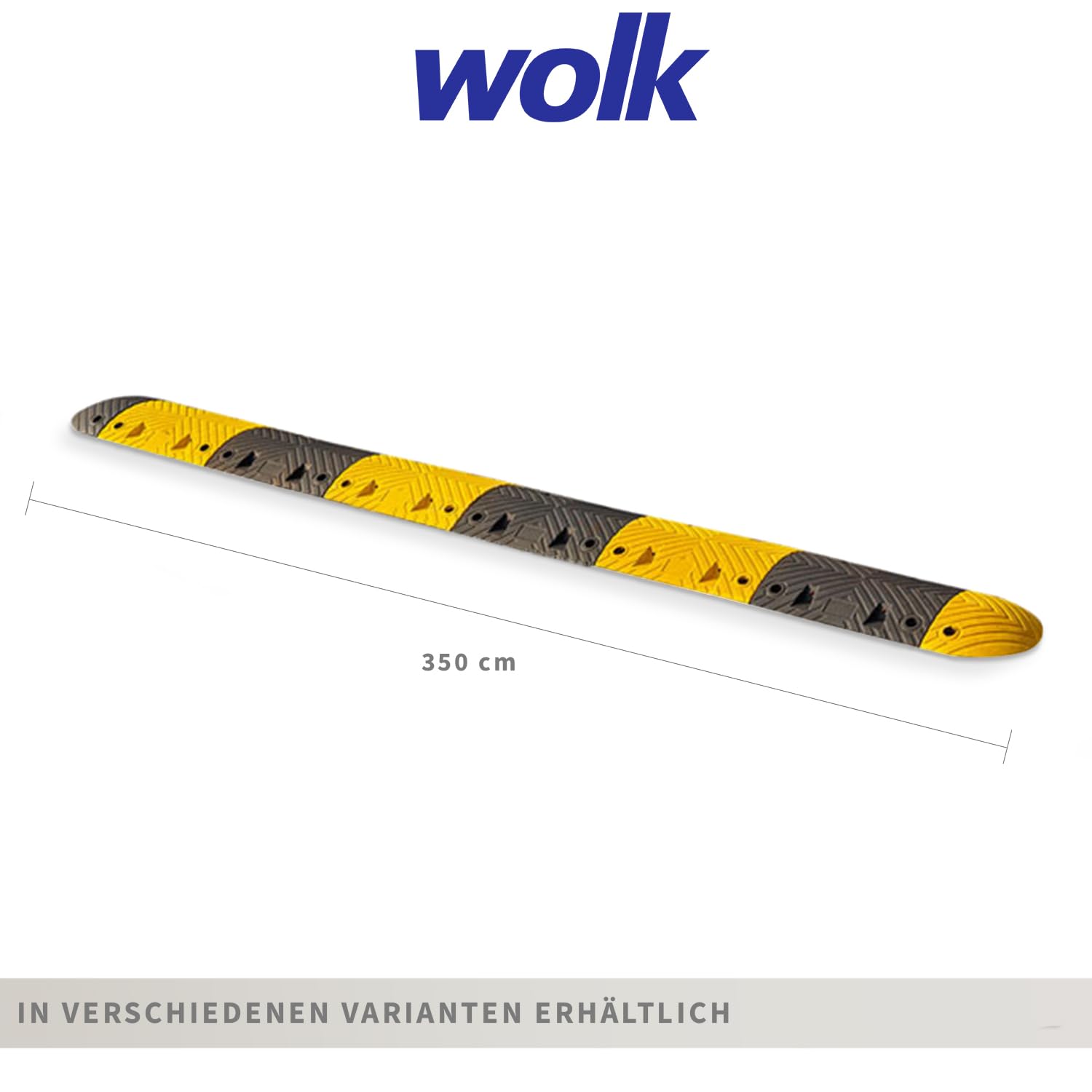 wolk Fahrbahnschwelle & Temposchwelle 350cm 10km/h Hartgummi Bodenschwelle mit Reflektoren