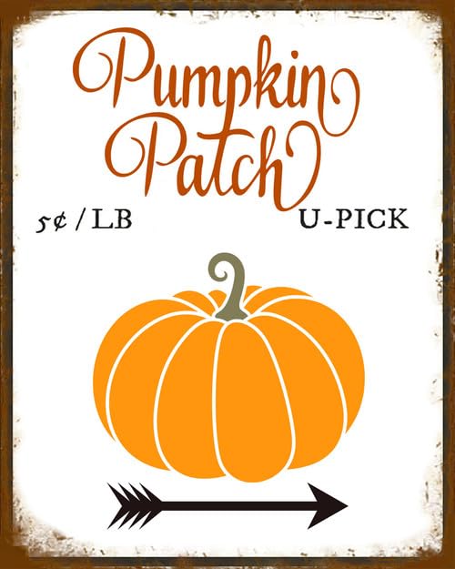 Fall Aluminum Plaque Pumpkin Patch Sign Decor Happy Harvest Autumn Aluminum Plaque Funny Garage Man Cave Bar Pub Thanksgiving Outdoor Decor 30x40 CM