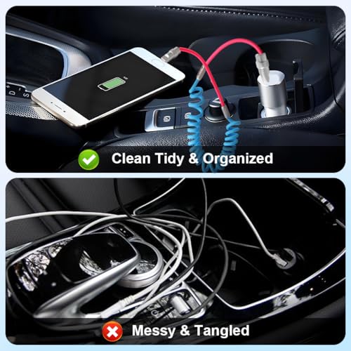 Image of Verilux PD 66W Type C Cable Fast Charging with Spring, 5.9Ft C Type Charger Cable with 480Mbps Data Transmission, No Tangle Retractable Type C Cable for iPhone 17 /17 Plus /17 Pro /16 /15, Galaxy S25 /S24