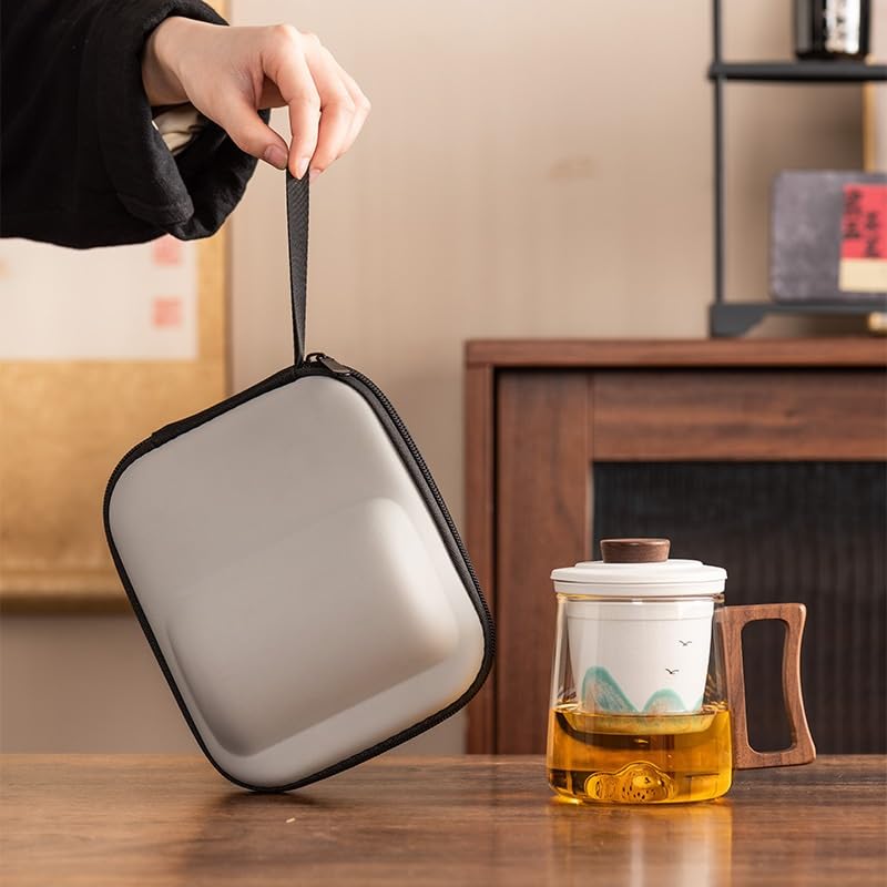 Tasse à thé Tasse à thé en verre filtré avec revêtement en céramique et poignée en ébène Récipient de trempage