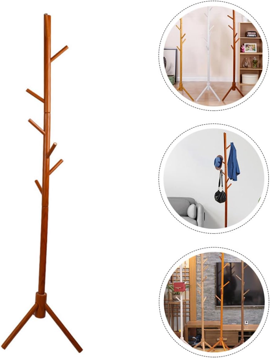 Unomor 1pc Coat Rack Multi-functional Freestanding Clothes Hanger Decorative Bracket Space-saving Design for Bedroom Office and Entryway Brown
