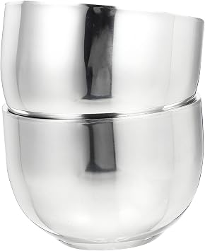 PartyKindom Stainless Steel Shaving Bowl Set for Men 2pcs Bubbling Foam Bowls Sturdy and Heat Insulated Shave Brush Vessel for Home Use