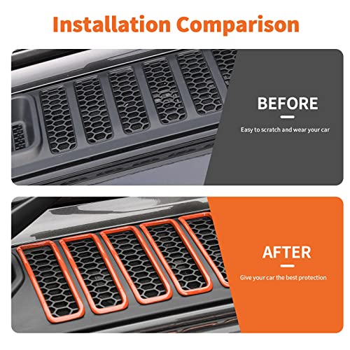 Image of Hood Vent Cover Cowl Panel Vent Cover Trim Fit for 2018-2026 Jeep Wrangler JL JLU & Gladiator JT (Orange)