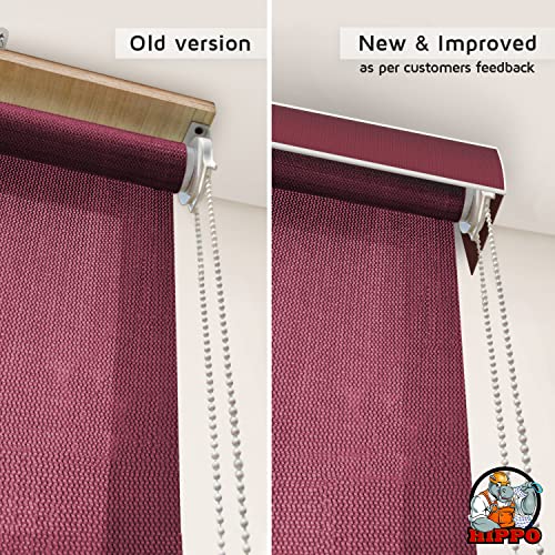 Image of HIPPO 180 GSM HDPE Outdoor Balcony Roller Blind, UV & Dust Protection Corded Roll Up and Down Light Filtering Blinds for Garden (Burgundy, 4FTX9FT)