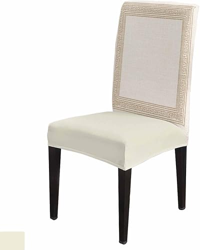 Vintage Dining Room Chair Covers Set of 4, Begin Linen Texture Greece Pattern Fa