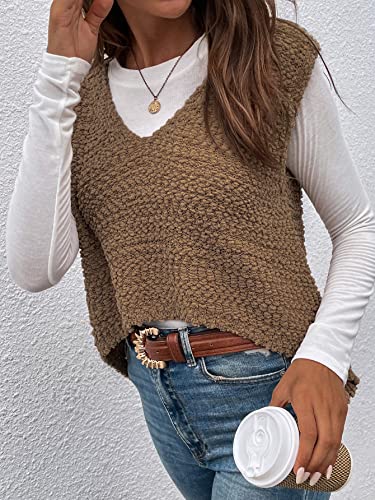 Image of Floerns Women's Vintage V Neck Cutout Back Hight Low Hem Knit Sweater Vest