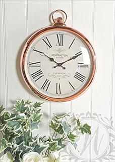 Large 42cm Round Copper Roman Numeral Pocket Watch Kensington Station Wall Clock