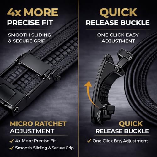 Image of Men's Auto Lock Belt with elegant design | Premium Vegan Leather | Adjustable Ratchet Belt | No Hole Design | Perfect Fit Waist 28-42 Inches for Office
