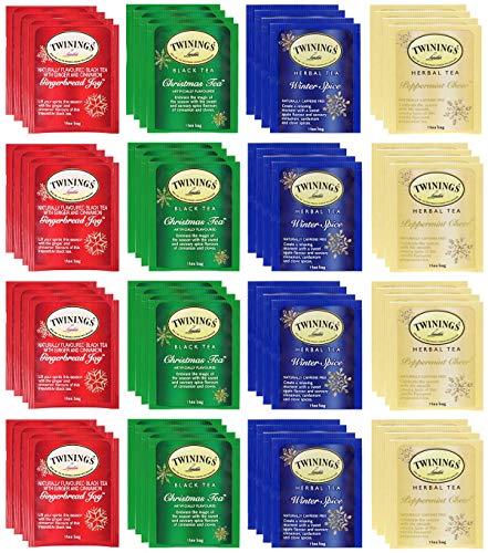 Twinings Holiday Variety Tea Bag Pack, Peppermint Cheer, Holiday Berry, Christmas Tea, Winter Spice and other variety 50 Count tea sampler