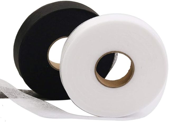 Yesallwas 2 Pack 200 Yards Wonder Web Hem Tape Adhesive Iron-on Hemming Tape Fabric Fusing Tape Roll 10 mm, 15 mm Wide for Clothes (Black&White)
